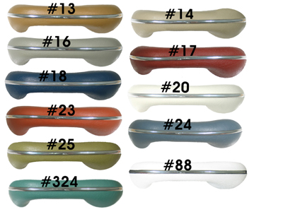 VW Armrests w/ Chrome Strip, Pair, 1955-67 VW Bug/ VW Karmann Ghia, Colored - Choose